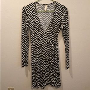 Brown and Cream Wrap Dress